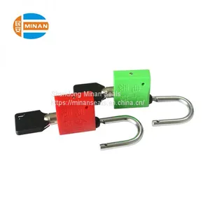 MA - PD 8004 25 mm Logo and Bar Code Printed Security Steel Shackle Plastic Padlock Seal With Master Key thumbnail-1