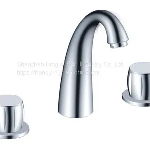 Two Lever 3 Holes Chrome Color Basin Mixer thumbnail-1