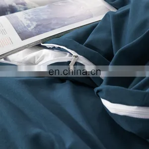 High Quality Navy Winter Plain 100% Polyester King Brushed Duvet Cover Set thumbnail-5
