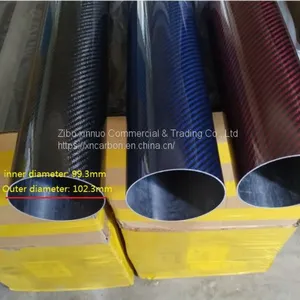102mm 4 Inch Diameter Black Red Blue Color Real Carbon Fiber Tube Pipe For Air Intake Muffler thumbnail-1