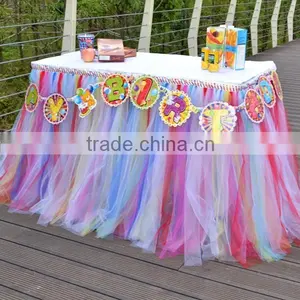 Hot Sale New Customized Tutu Tableware Tulle Table Skirt Party Wedding Decorations Gift SD103 thumbnail-5