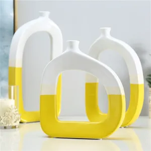 Nordic Modern Simple Countryside Style Creative Blue Yellow Ceramic Decor Art For Hallway thumbnail-1