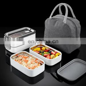 Tiffin Take Away Food Packaging Insulated Thermal Children School Heated Plastic Metal Bento Stainless Steel Kids Lunch Box thumbnail-1
