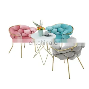 Restaurant Tufted Chairs Italian Minimalist Velvet Fabric Single Chair thumbnail-1
