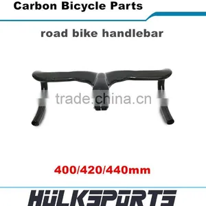 Hot Sale Riser Bar With Stem Inter Cable 400/420/440mm Road Bike Carbon Handlebar Matte Carbon Bicycle Parts thumbnail-1
