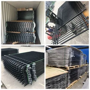 Wholesale 6ftx8ft Garden Black Metal Fences Powder Coated Anti Rust Galvanized Steel Fence Prices thumbnail-5