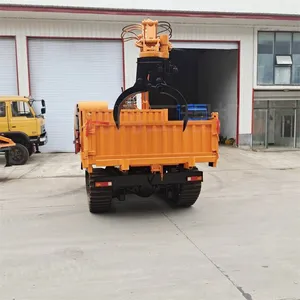 Tracked Loader With Grab for Landscaping, an All-in-one Tracked Vehicle Capable of Both Grabbing and Transporting, With an Extended Rotating Grabbing Arm thumbnail-1
