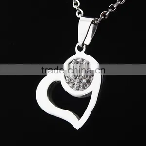 Titanium Heart Pendant Necklace Jewelry Diamond Cut Heart-shaped Clavicle Chains Wholesale thumbnail-5