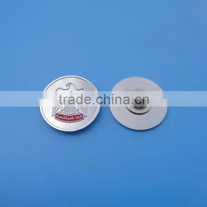 In Stock! United Arab Emirates Stamped Falcon National Day Iron Metal Badge Gold & Silver thumbnail-3