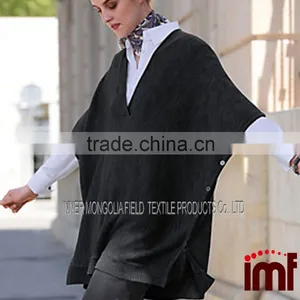 Over Size V-neck Pullover Cashmere Classic Poncho thumbnail-1
