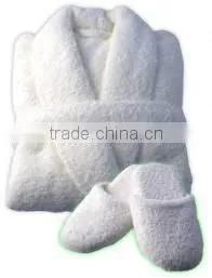 Super Soft 100% Organic Cotton Plain Untwisted Yarn Bathrobe Set thumbnail-1