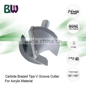 Tungsten Carbide Brazed Tips V Groove Cutter For Acrylic Material thumbnail-1
