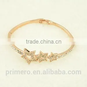 Hot Selling Pentagram Charms Bangles Crystal Star Saudi Gold Jewelry Bracelets thumbnail-5