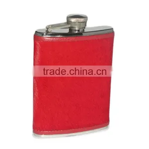 6oz Logo Customzied Metal PU Leather Wrapped Hip Flask thumbnail-3