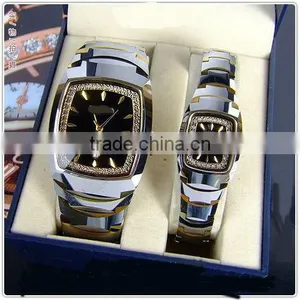Square Barrel Full Waterproof Tungsten Steel Couple Watches thumbnail-1