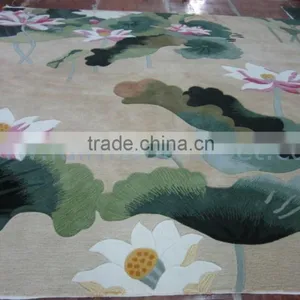 Flower Pattern Design Washable Hand Wool Rugs thumbnail-1