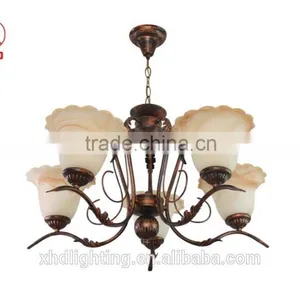 Retro Chandelier Pendant Light With Ivory Flower Glass Lamp Shade in Coozen Factory thumbnail-1