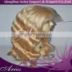 20" #613 Body Wavy Malaysian Virgin Human Hair Blond Full Lace Wig thumbnail-1