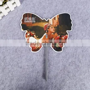 Butterfly Shape Custom Plastic pp Kids Hand Fan Handle Fan Advertising Fan thumbnail-1