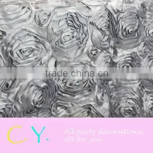 Rosette Satin Tablecloth-Silver thumbnail-1