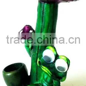 Figurine Shaped Hand Crafted Smoking Pipes - Frog W/. Tall Mush thumbnail-5
