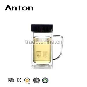 Manufacture of Double Wall Borosilicate Glass Anti Fall Heat Resistant Sport Water Bottle thumbnail-1