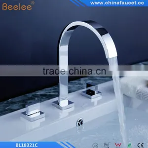 Beelee BL18322C Chrome Finish Two Handles Three Holes Bathroom Waterfall Basin Mixer Vessel Faucet Tap thumbnail-1