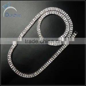 New 2 Row Hip Hop Fake Crystal Necklace thumbnail-1