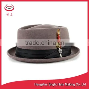 Short Brim Winter Mens Wool Felt Fedora Hat thumbnail-1