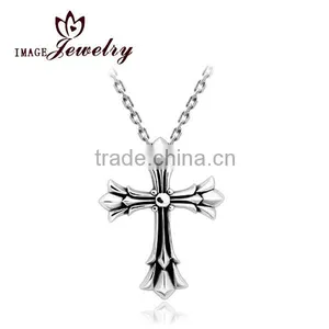 925 Sterling Silver Cross Pendant, Pure Couple Silver Pendant Necklace thumbnail-1
