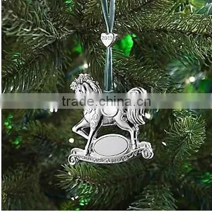 Christmas Metal Rocking Horse Hanging Ornament thumbnail-3