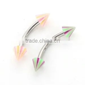 Wholesale Fake Cheap Unique Cool Acrylic Cone Stainless Steel Eyebrow Rings Piercing Jewelry thumbnail-1