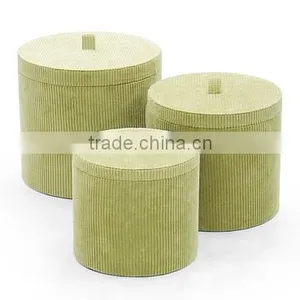 2015 New Design Promotional Colorful Faux Leather Round Storage Bins Set With Lid thumbnail-2