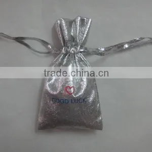 HOT SALE ! Metallic Silver Fabric Gift Bag Pouch thumbnail-1