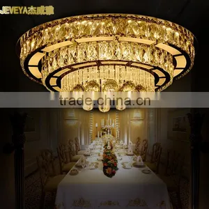 Contemporary Decorative K9 Crystal Ceiling Light Round 220V Modern Stainless Steel Chandelier thumbnail-1