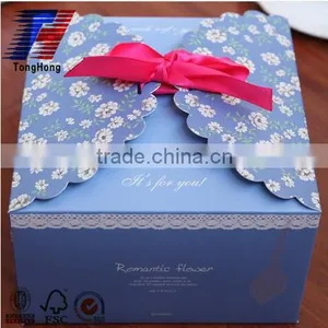 Custom Blue Paper Gift Boxes With Ribbon for Food thumbnail-1