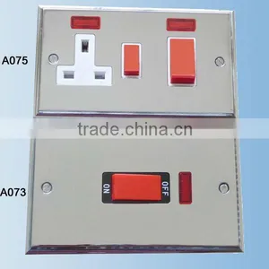 A075SCP A073SCP Step Polished Stainless Metal Panel Wall Switch Socket thumbnail-1