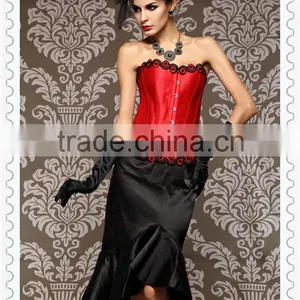 Fashion Hot Sell Satin Waist Training Corset With Fine Embroidery thumbnail-3