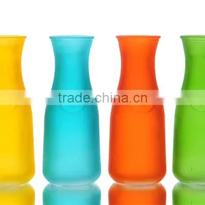 8'' Tall Carving Frosted Color Glass Vase thumbnail-1
