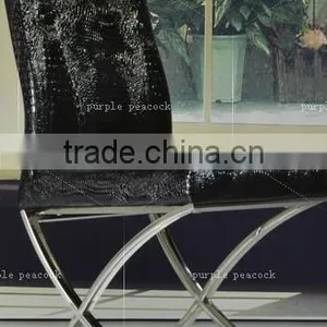 DC-3001 Cross Leg Leather Top Dining Chair thumbnail-3