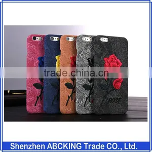 Embroidery 3D Rose Protector Back Cover Case for IPhone 6S Plus thumbnail-1