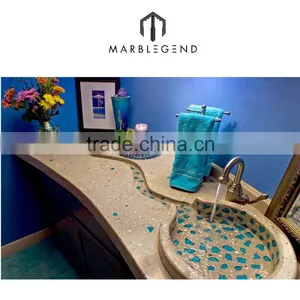 Apartment Used White Marble Bathroom Vanity Top thumbnail-3