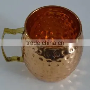 Mule Copper Barrel Mug 16 Oz. - Pure Hammered Solid Copper Barrel Mug, Handmade With Solid Brass Handle. NO Inner Lining and Tar thumbnail-4