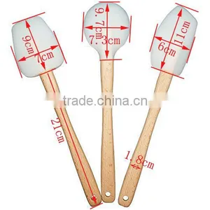 High Quality OEM Single Color Logo FDA Set of 3 Silicone Spatula thumbnail-2