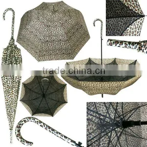 Long Curved Handle Fashion Dome Leopard Pretty Lady Umbrella thumbnail-1