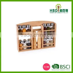Best Selling Premium Bamboo Spice Rack Set With Glass Jars,bamboo Spice Jar Set Wholesale thumbnail-4