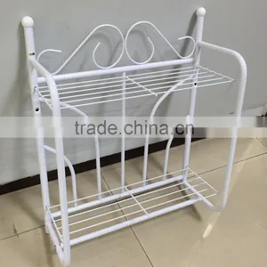 2 Tier Storage Shelf Space Saver Bathroom Furniture White thumbnail-1