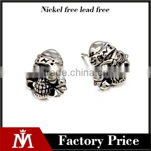 Fashinon Stainless Steel Casting Jewelry Mens Punk Silver Skull Stud Earrings thumbnail-1