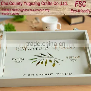 Handmade White Color Engraved Wooden Tray,wooden Plate thumbnail-1
