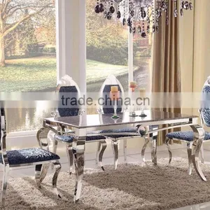Modern Royal Marble Stainless Steel Dining Table Design for Banquet Hall thumbnail-3